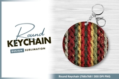 Circular Knitted Fabric Texture with Red Round Keychain Product Image 1