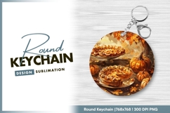 Thanksgiving Pies and Pumpkins Autumnal Round Keychain Product Image 1