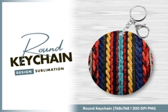 Colorful Knitted Fabric Pattern with Round Keychain Product Image 1