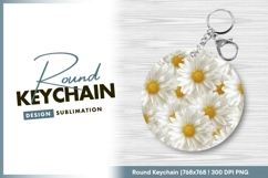 White Daisy Flowers with Yellow Centers in Round Keychain Product Image 1