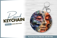 Abstract Face Portrait in a Circle with Round Keychain Product Image 1