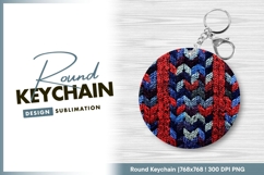 Knitted Texture in Circle with Red Blue and Round Keychain Product Image 1
