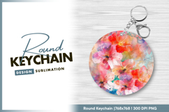 Watercolor floral background for round keychain png Product Image 1