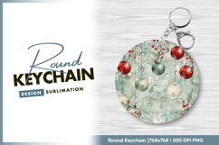 Christmas background with ornaments and round keychain png Product Image 1