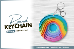 Colorful paper cut layers round keychain png Product Image 1