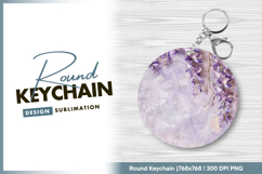 Lavender wisteria floral background round keychain png Product Image 1