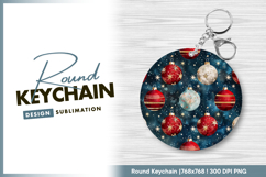 Seamless christmas ornaments pattern round keychain png Product Image 1
