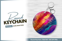 Colorful abstract ink painting round keychain png Product Image 1
