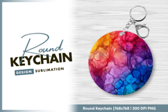 Alcohol ink art texture round keychain png Product Image 1