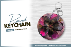 Artistic dark flower with golden details Round Keychain Product Image 1