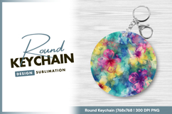 Watercolor floral pattern round keychain png Product Image 1