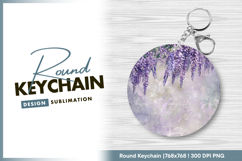 Wisteria flowers over textured purple Round Keychain Product Image 1