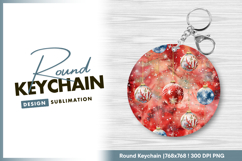 Watercolor christmas baubles on red festive round keychain Product Image 1