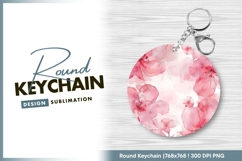 Watercolor pink flowers background for round keychain png Product Image 1