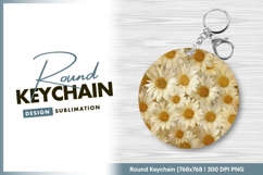 Daisy floral background for print on demand round keychain Product Image 1