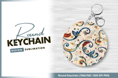 Ornate floral seamless pattern round keychain png Product Image 1