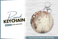 Bohemian floral arrangement with feather round keychain png Product Image 1