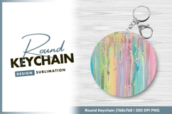 Pastel colored drips with glitter and shine round keychain Product Image 1
