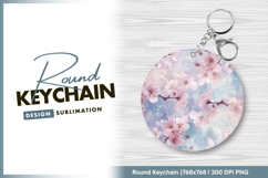 Soft pink cherry blossoms round keychain png Product Image 1