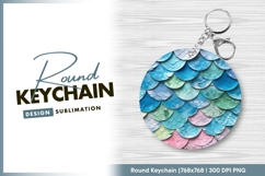 Colorful mermaid scales pattern round keychain png Product Image 1