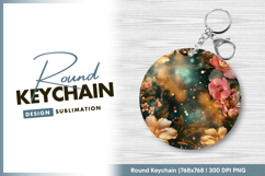 Floral fantasy round keychain png design Product Image 1