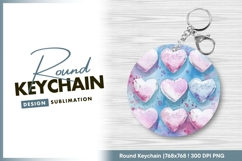 Watercolor hearts illustration round keychain png design Product Image 1