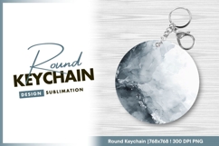 Abstract watercolor wash background in grey round keychain Product Image 1