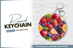 Fresh watercolor fruits mixed berry round keychain png Product Image 1