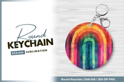 Abstract rainbow colorful grunge texture round keychain png Product Image 1