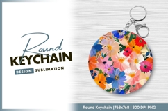 Colorful flowers seamless pattern round keychain png Product Image 1