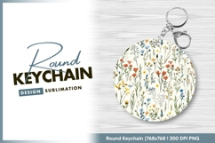 Delicate wildflower botanical pattern on round keychain Product Image 1