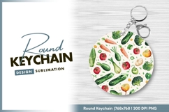 Watercolor vegetable pattern with tomatoes round keychain Product Image 1