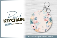 Pastel floral frame gentle watercolor round keychain png Product Image 1