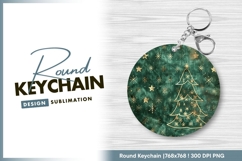 Christmas tree and stars round keychain png Product Image 1