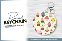 Colorful cupcake pattern round keychain png Product Image 1