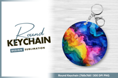 Colorful abstract alcohol ink round keychain png Product Image 1