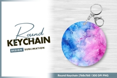 Pink and blue alcohol ink circle round keychain png Product Image 1