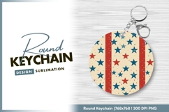Patriotic stars and stripes round keychain png Product Image 1
