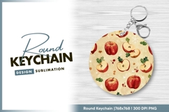 Winter apples seamless pattern round keychain png Product Image 1
