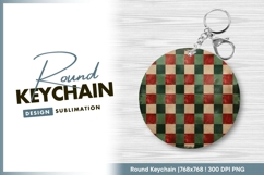 Round christmas checkerboard pattern for keychain png Product Image 1
