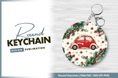 Christmas car round keychain png design Product Image 1