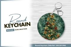 Christmas tree ornaments round keychain png Product Image 1