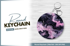 Abstract pink and black fluid art round keychain png design Product Image 1