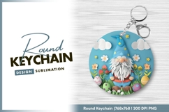 Easter gnome garden round keychain png Product Image 1