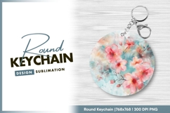 Watercolor floral design for round keychain png Product Image 1