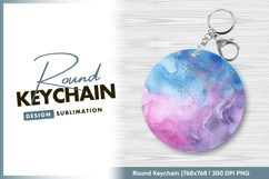Abstract watercolor circle pink blue galaxy round keychain Product Image 1