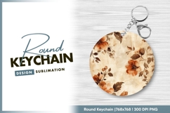 Floral watercolor round keychain png Product Image 1