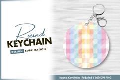 Pastel plaid watercolor pattern round keychain png Product Image 1