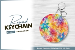 Watercolor floral arrangement round keychain png Product Image 1