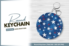 Red white and blue stars round keychain png Product Image 1